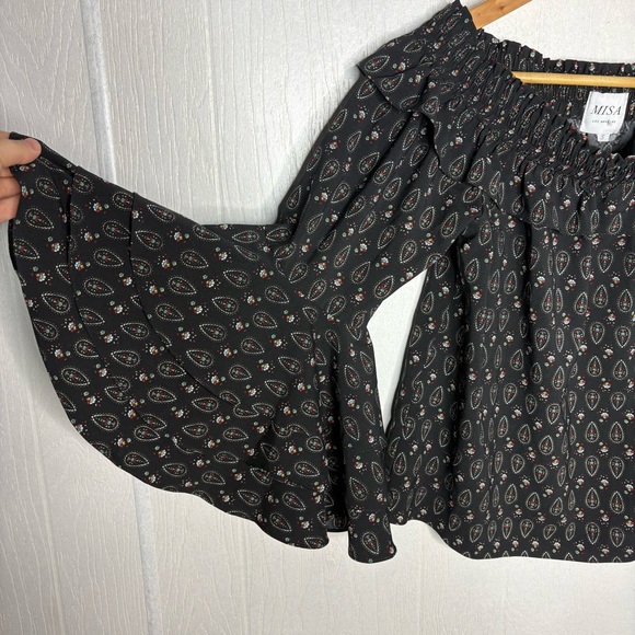 Misa Los Angeles Saskiya off the shoulder ruffle sleeve blouse black size small - Picture 4 of 11